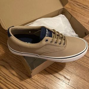 NEW Men’s 8.5 Sperry Beige Canvas Boat Shoes Shoes